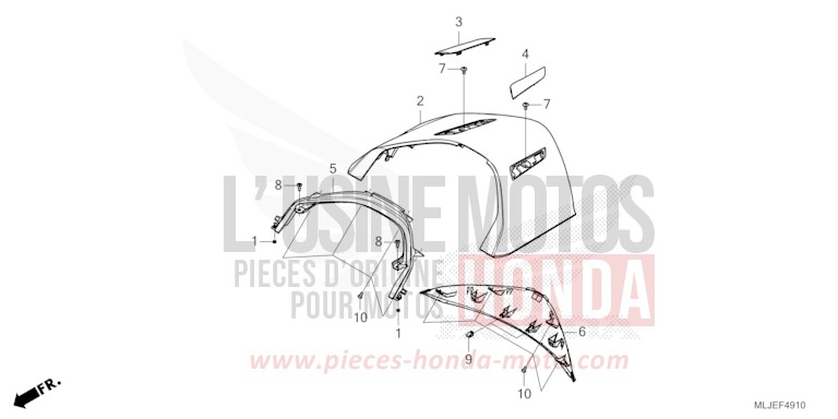 UPPER CENTER REAR COVER for Gold Wing MAT ARMRED GREEN METALLIC (G208) from 2024